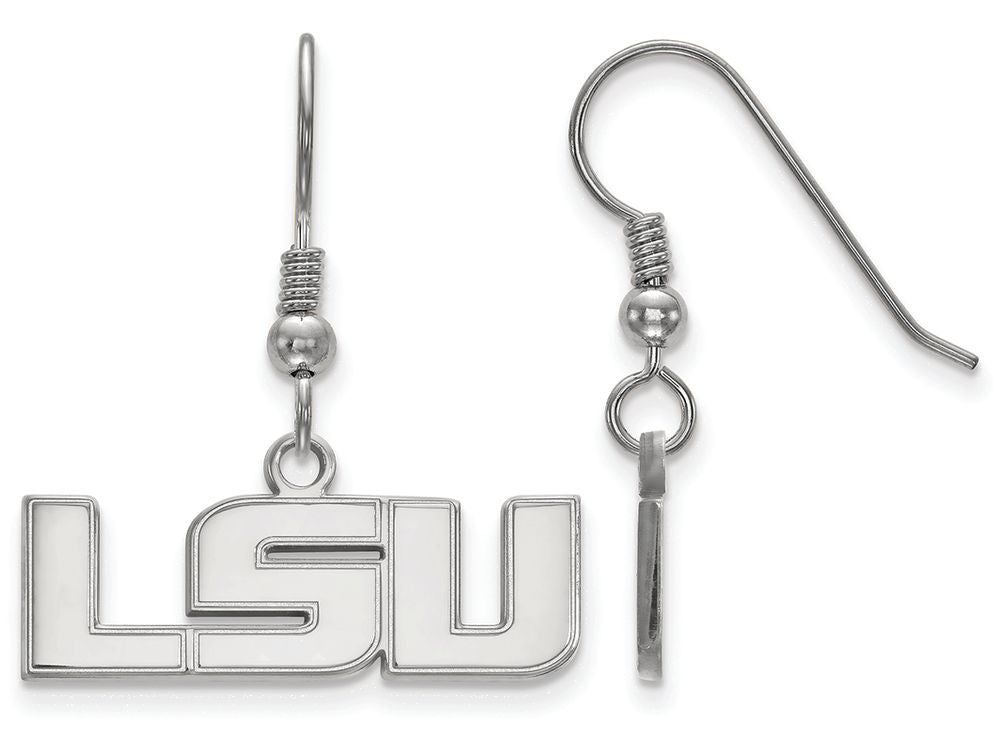 LogoArt Sterling Silver Louisiana State University Small Dangle Earrings Wire