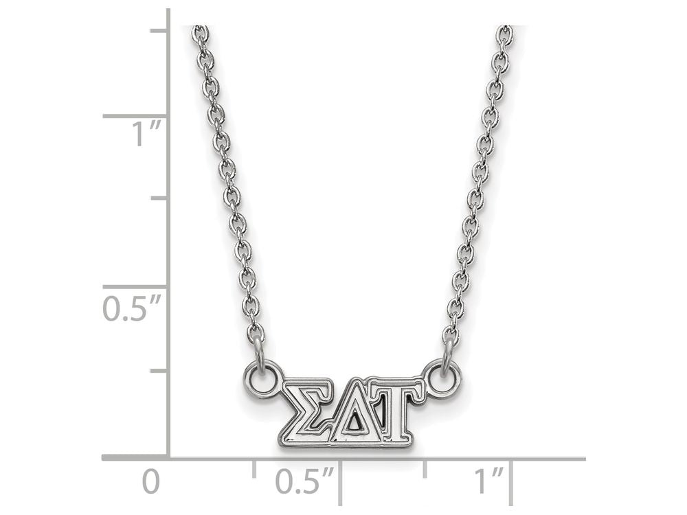 LogoArt Sterling Silver Sigma Delta Tau Extra Small Pendant Necklace With 18 Inch