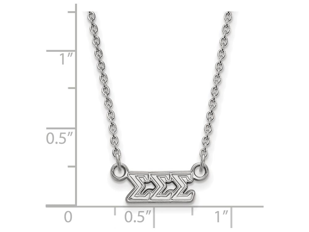 LogoArt Sterling Silver Sigma Sigma Sigma Extra Small Pendant Necklace With 18 Inch