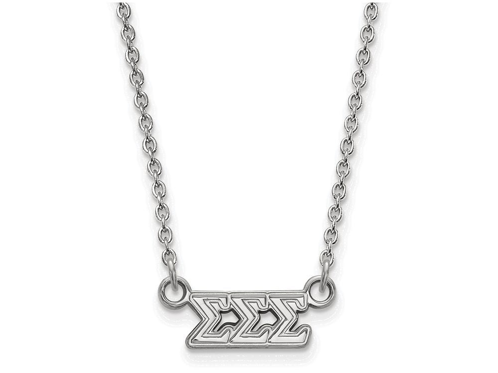 LogoArt Sterling Silver Sigma Sigma Sigma Extra Small Pendant Necklace With 18 Inch