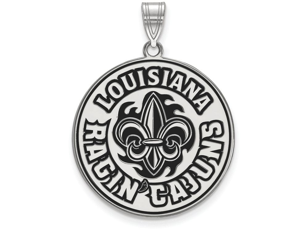 LogoArt Sterling Silver University Of Louisiana At Lafayette XL Enamel Pendant Necklace