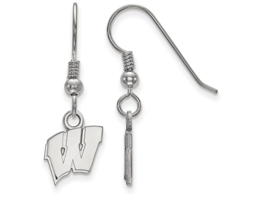 LogoArt Sterling Silver University Of Wisconsin Xs Dangle Earrings Wire
