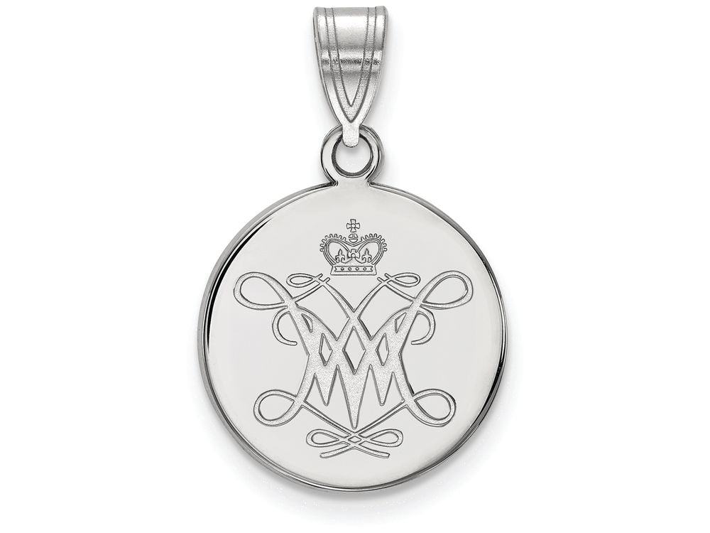 LogoArt Sterling Silver William And Mary Medium Disc Pendant Necklace