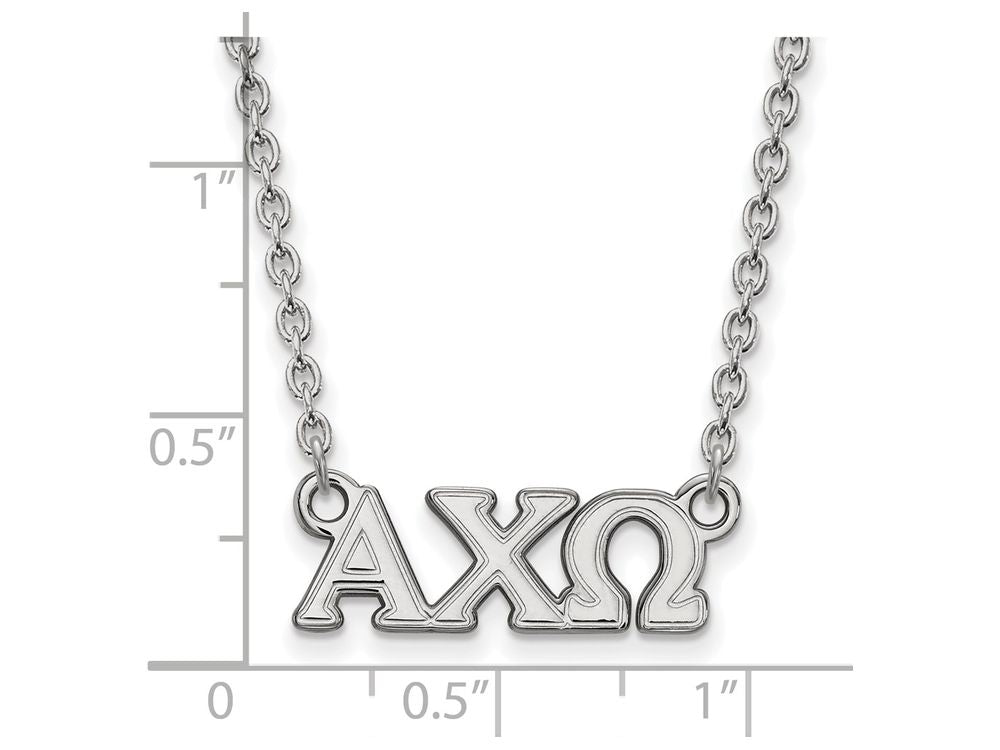 LogoArt Sterling Silver Alpha Chi Omega Medium Pendant Necklace With 18 Inch