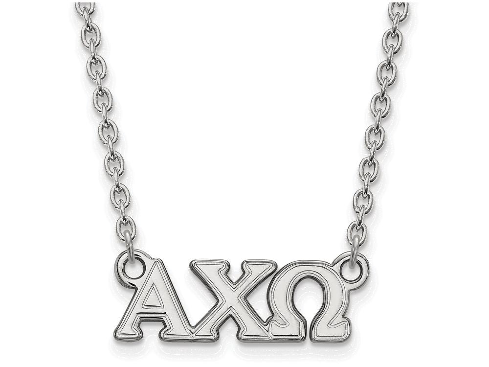 LogoArt Sterling Silver Alpha Chi Omega Medium Pendant Necklace With 18 Inch