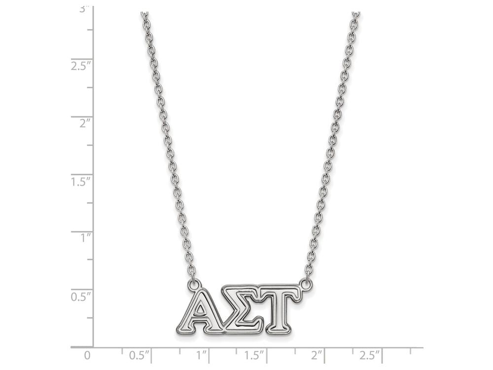 LogoArt Sterling Silver Alpha Sigma Tau Medium Pendant Necklace With 18 Inch