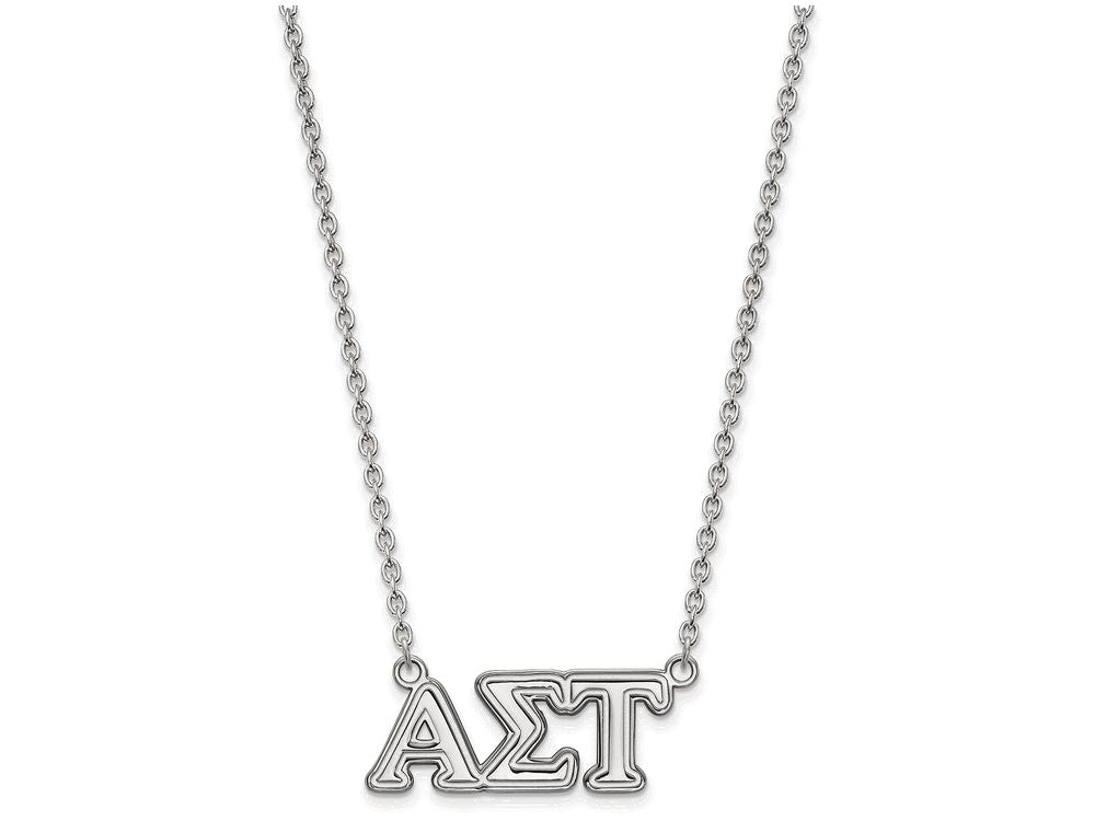 LogoArt Sterling Silver Alpha Sigma Tau Medium Pendant Necklace With 18 Inch