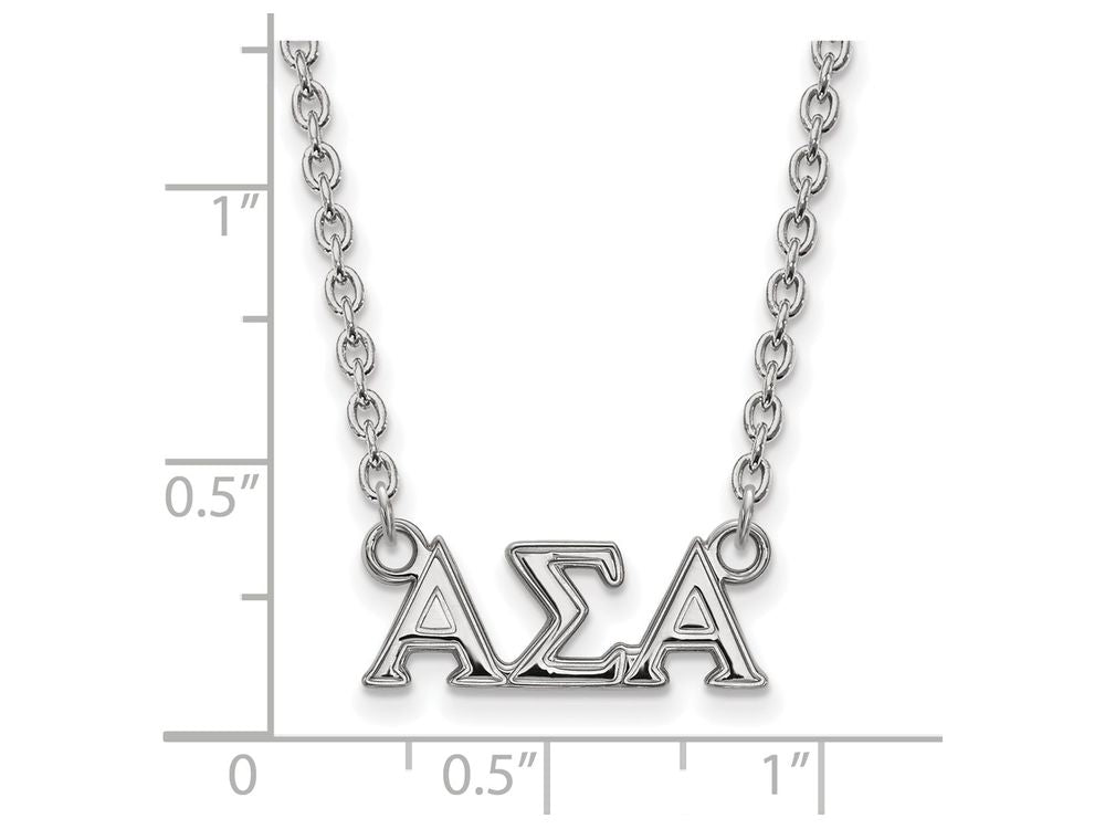 LogoArt Sterling Silver Alpha Sigma Alpha Medium Pendant Necklace With 18 Inch