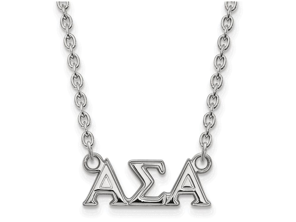 LogoArt Sterling Silver Alpha Sigma Alpha Medium Pendant Necklace With 18 Inch