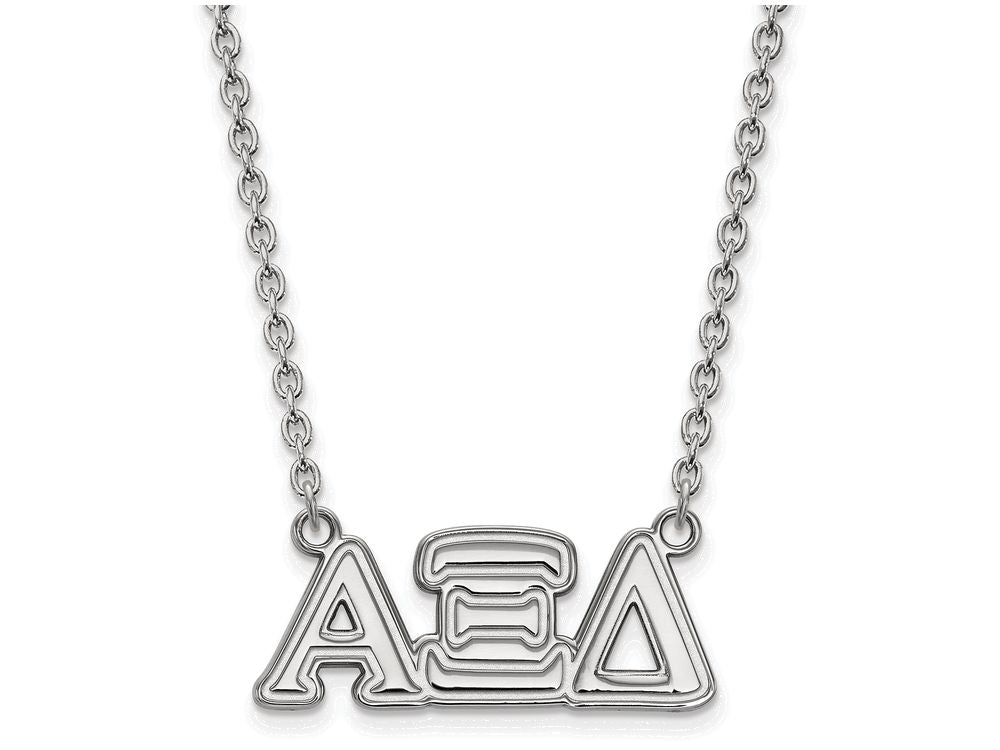 LogoArt Sterling Silver Alpha Xi Delta Medium Pendant Necklace With 18 Inch