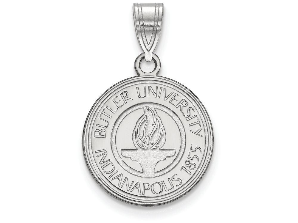 LogoArt Sterling Silver Butler University Medium Crest Pendant Necklace