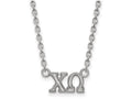LogoArt Sterling Silver Chi Omega Medium Pendant Necklace With 18 Inch