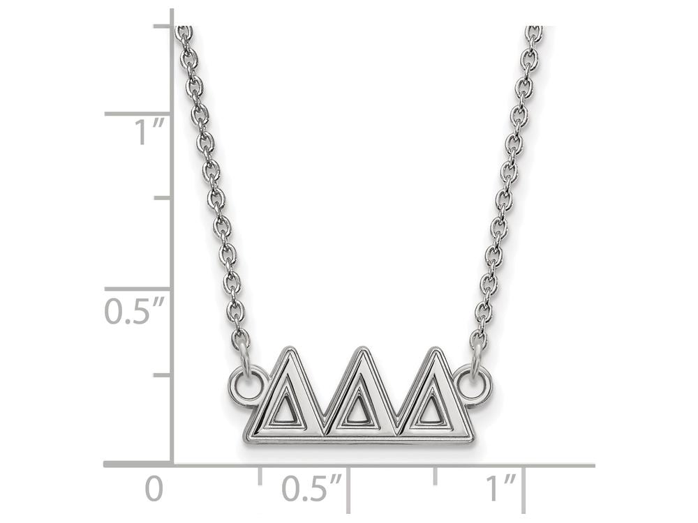 LogoArt Sterling Silver Delta Delta Delta Medium Pendant Necklace With 18 Inch