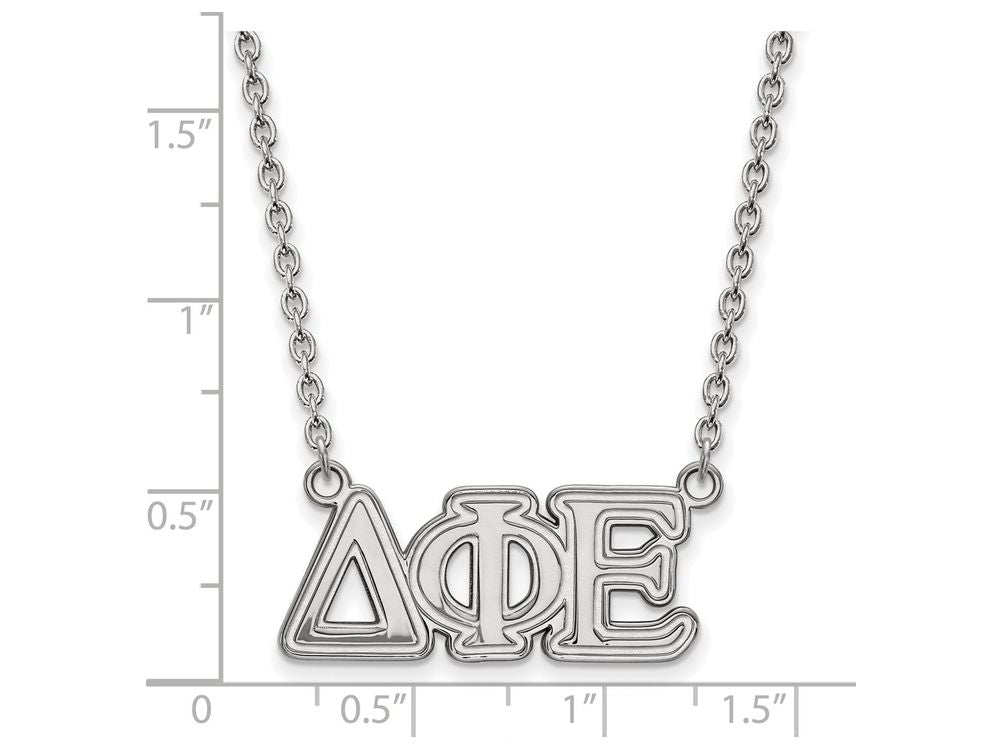 LogoArt Sterling Silver Delta Phi Epsilon Medium Pendant Necklace With 18 Inch