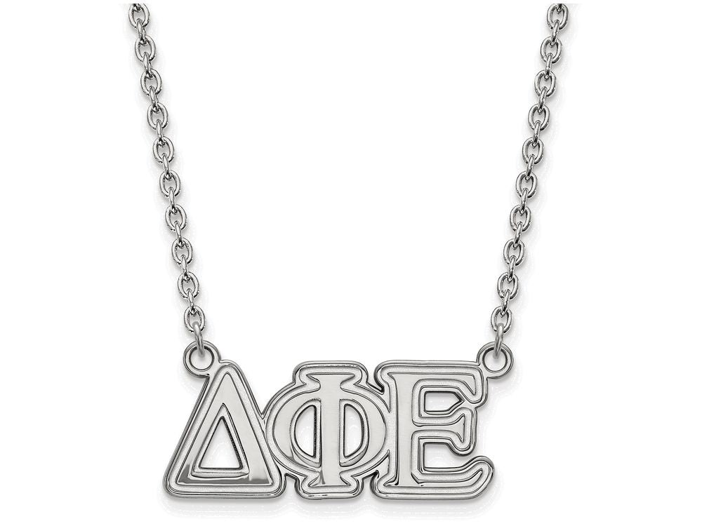 LogoArt Sterling Silver Delta Phi Epsilon Medium Pendant Necklace With 18 Inch