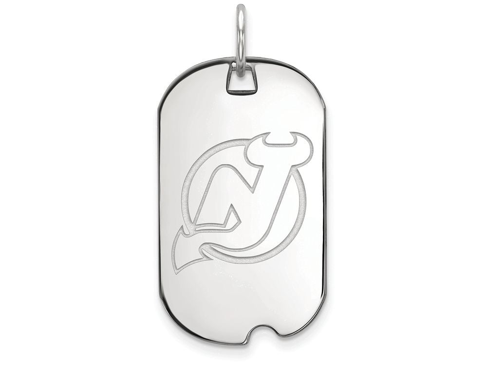 Logoart 925 Sterling Silver New Jersey Devils Small Dog Tag Pendant Necklace