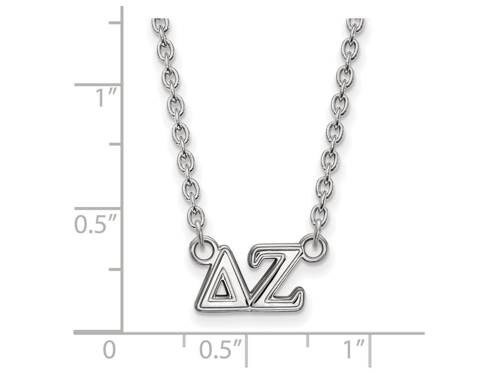 LogoArt Sterling Silver Delta Zeta Medium Pendant Necklace With 18 Inch