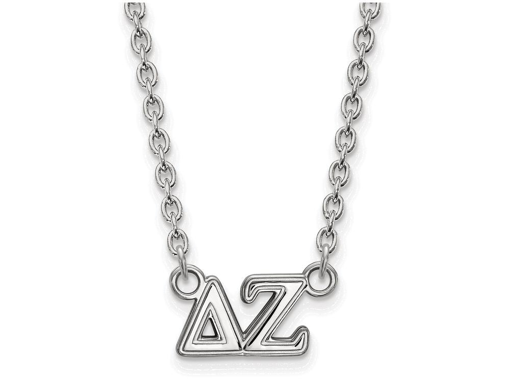 LogoArt Sterling Silver Delta Zeta Medium Pendant Necklace With 18 Inch