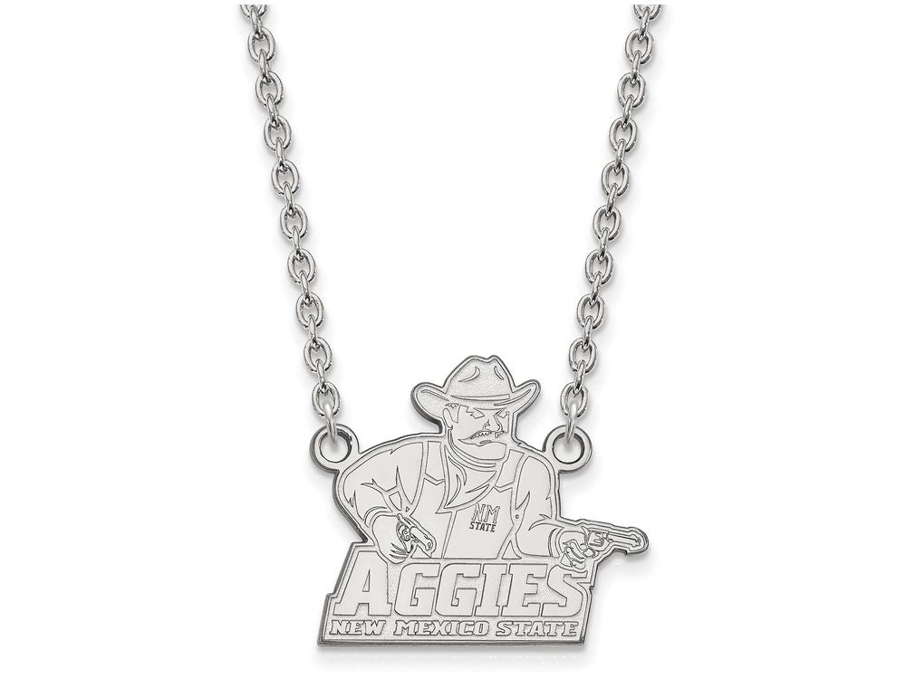 LogoArt Sterling Silver New Mexico State University Large Pendant Necklace