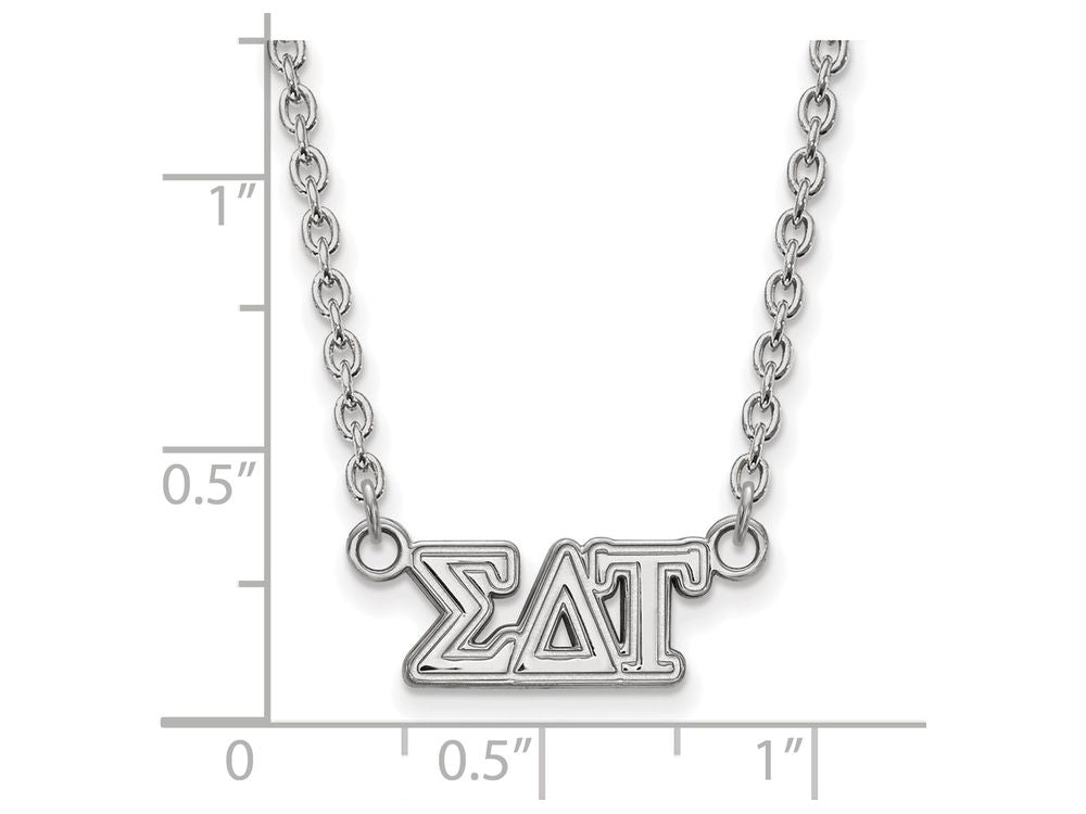 LogoArt Sterling Silver Sigma Delta Tau Medium Pendant Necklace With 18 Inch
