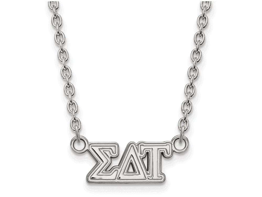 LogoArt Sterling Silver Sigma Delta Tau Medium Pendant Necklace With 18 Inch