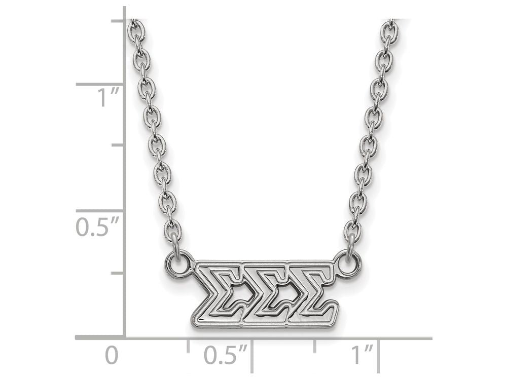 LogoArt Sterling Silver Sigma Sigma Sigma Medium Pendant Necklace With 18 Inch