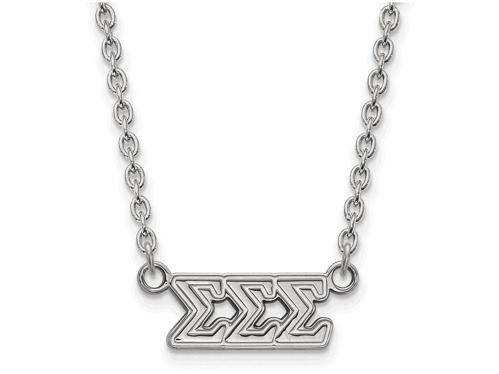LogoArt Sterling Silver Sigma Sigma Sigma Medium Pendant Necklace With 18 Inch