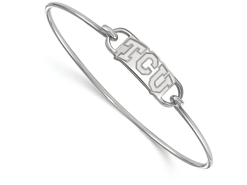 LogoArt Sterling Silver Texas Christian University Small Ctr Wire Bangle