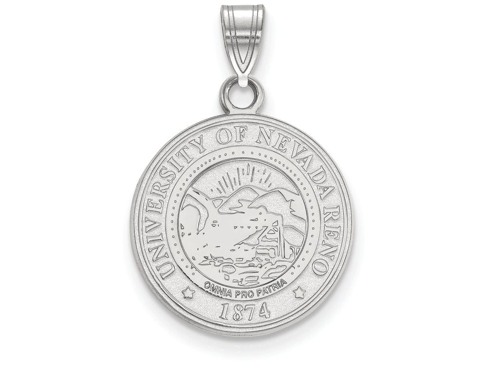 LogoArt Sterling Silver University Of Nevada Medium Crest Pendant Necklace