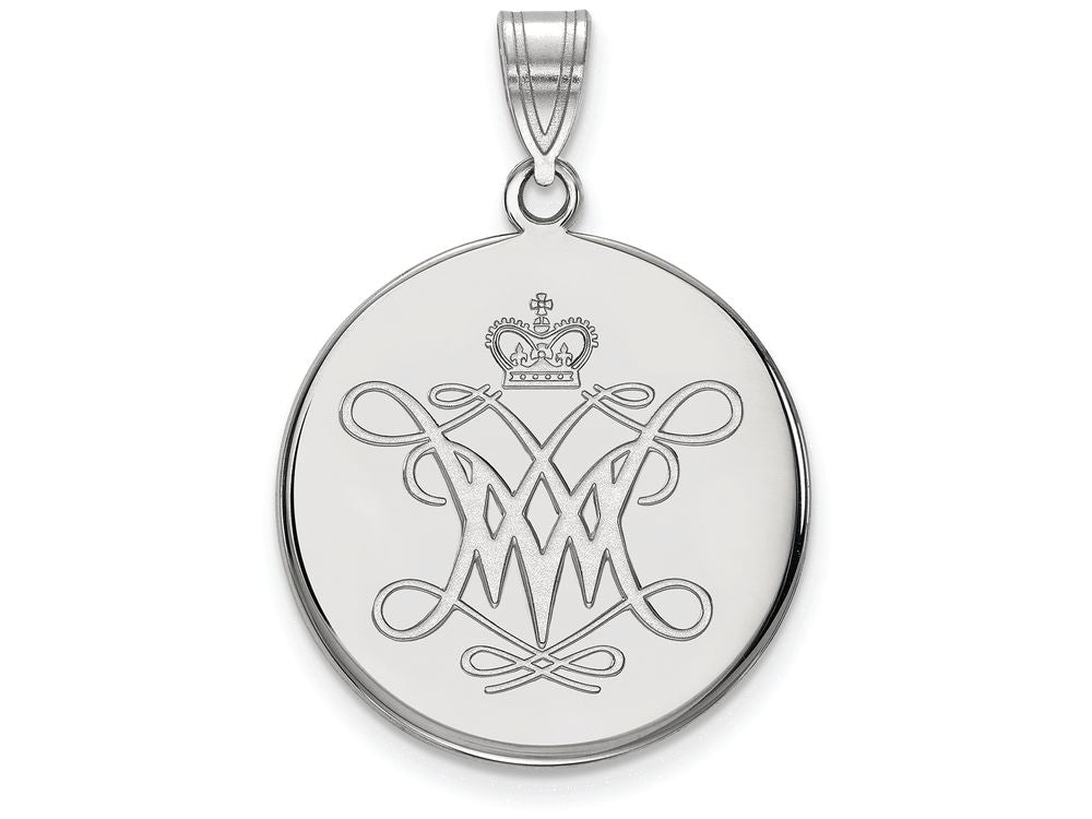 LogoArt Sterling Silver William And Mary Large Disc Pendant Necklace