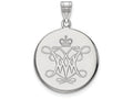 LogoArt Sterling Silver William And Mary Large Disc Pendant Necklace