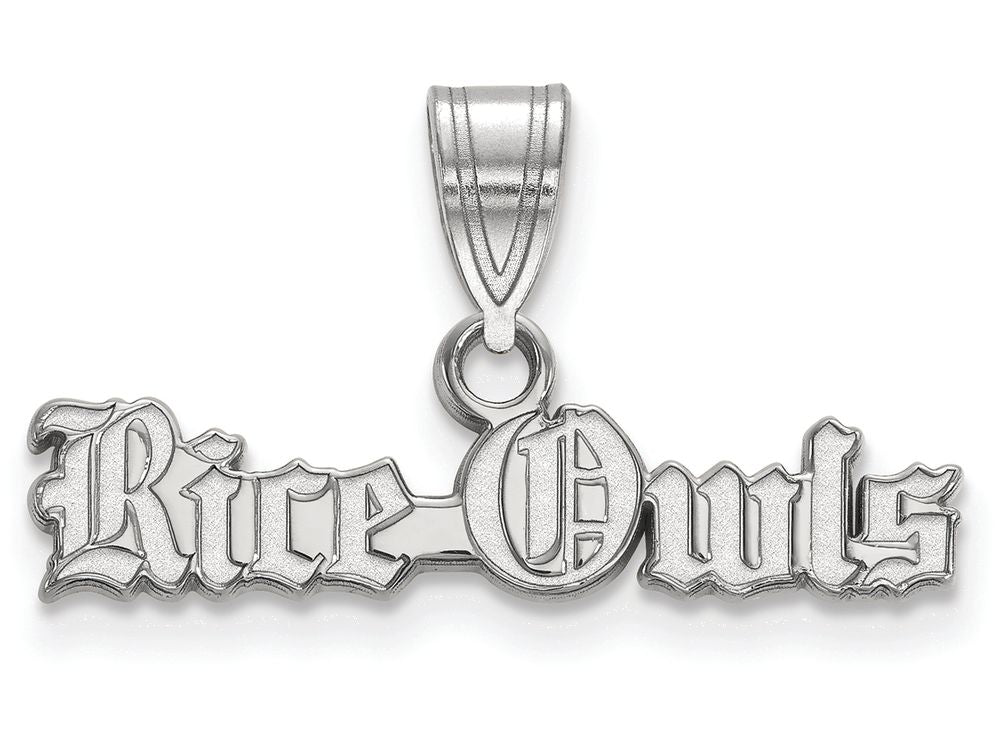 LogoArt Sterling Silver Rice University Medium Crest Pendant Necklace