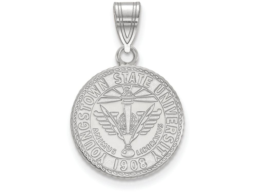 LogoArt Sterling Silver Youngstown State University Medium Crest Pendant Necklace