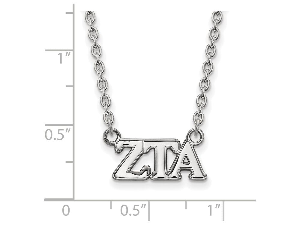 LogoArt Sterling Silver Zeta Tau Alpha Medium Pendant Necklace With 18 Inch