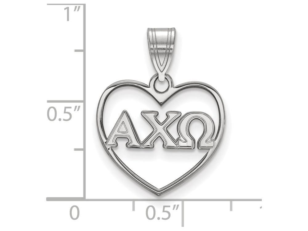LogoArt Sterling Silver Alpha Chi Omega Heart Pendant Necklace