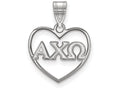 LogoArt Sterling Silver Alpha Chi Omega Heart Pendant Necklace