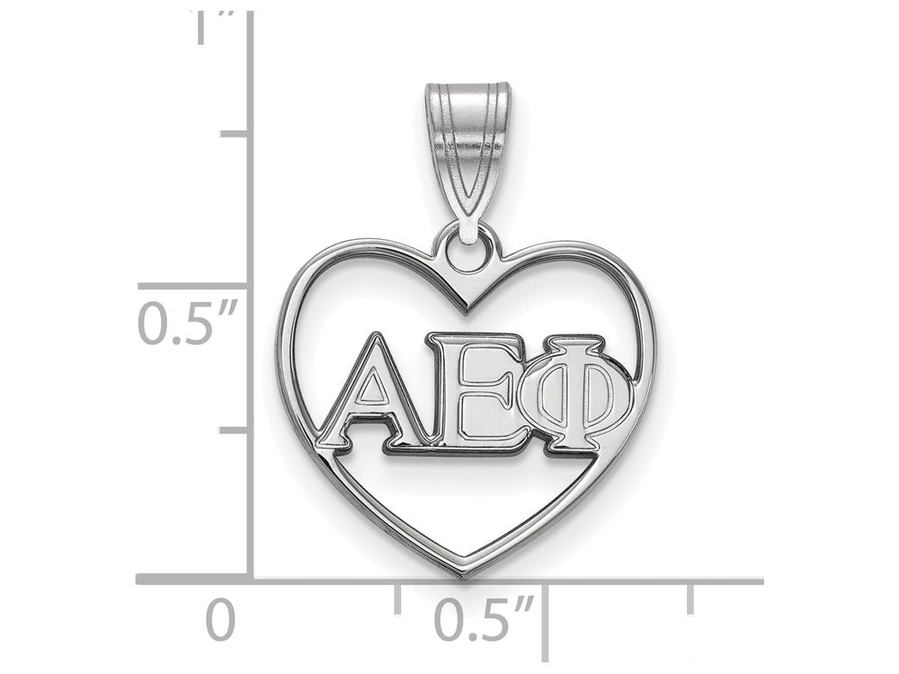 LogoArt Sterling Silver Alpha Epsilon Phi Heart Pendant Necklace