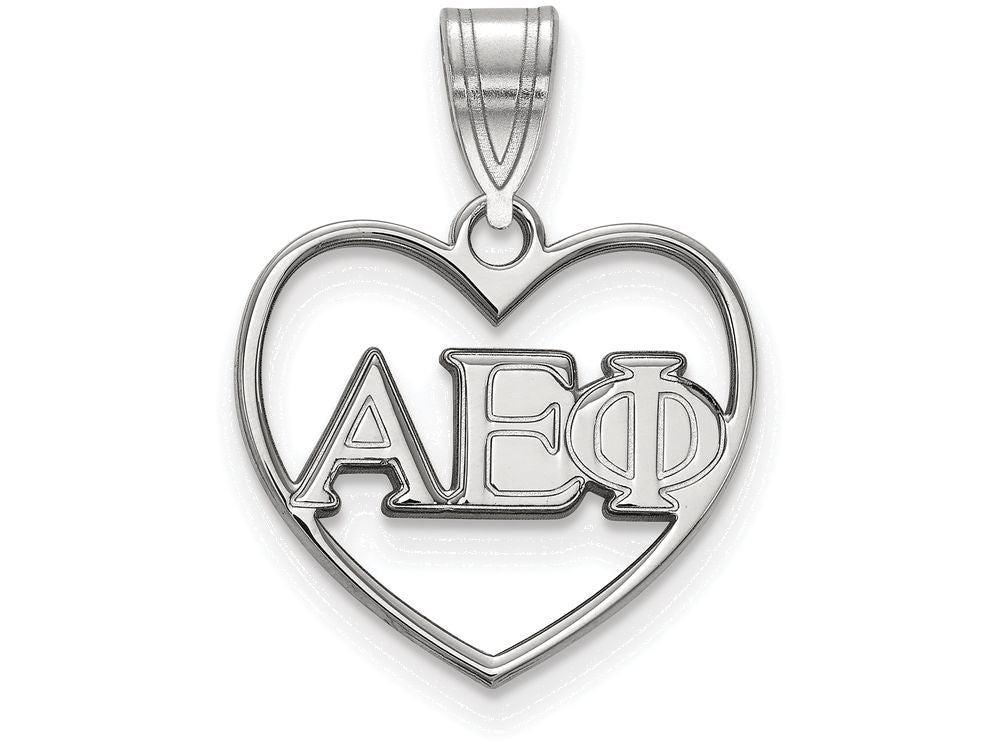 LogoArt Sterling Silver Alpha Epsilon Phi Heart Pendant Necklace
