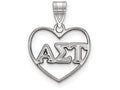 LogoArt Sterling Silver Alpha Sigma Tau Heart Pendant Necklace