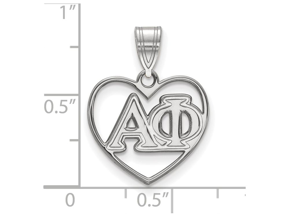 LogoArt Sterling Silver Alpha Phi Heart Pendant Necklace
