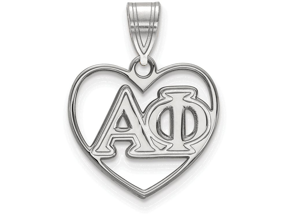 LogoArt Sterling Silver Alpha Phi Heart Pendant Necklace