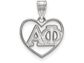 LogoArt Sterling Silver Alpha Phi Heart Pendant Necklace