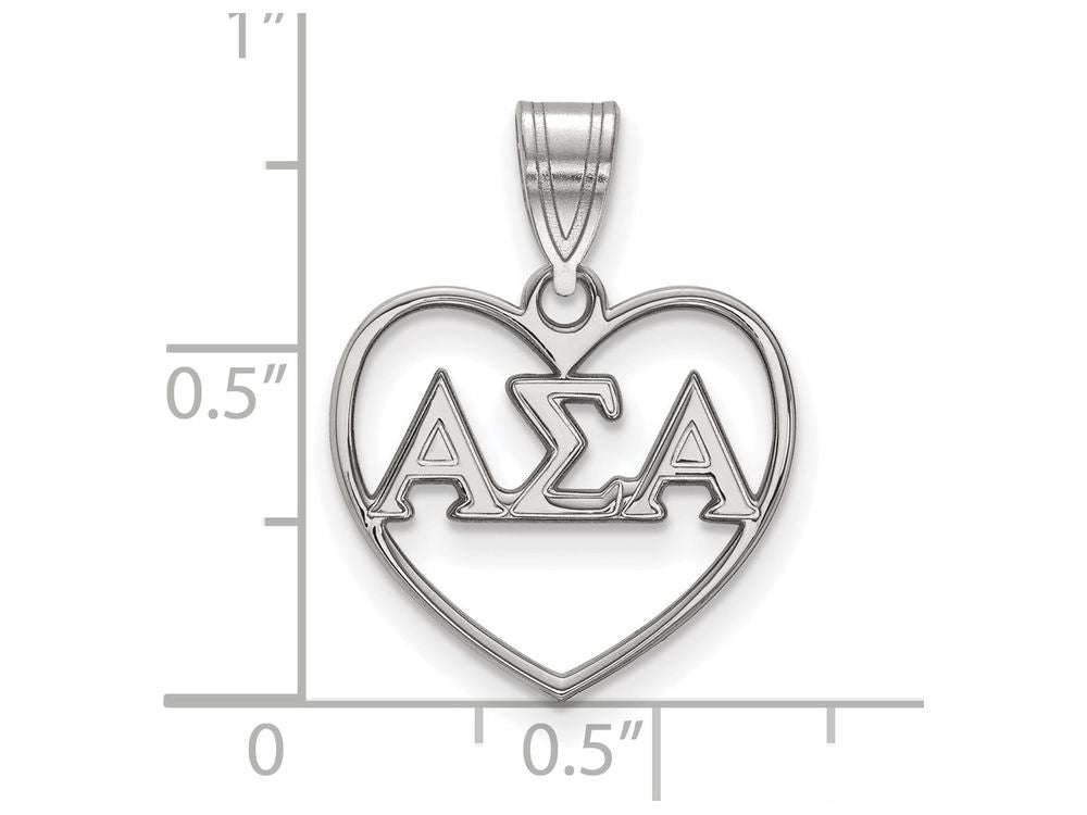 LogoArt Sterling Silver Alpha Sigma Alpha Heart Pendant Necklace