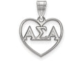 LogoArt Sterling Silver Alpha Sigma Alpha Heart Pendant Necklace