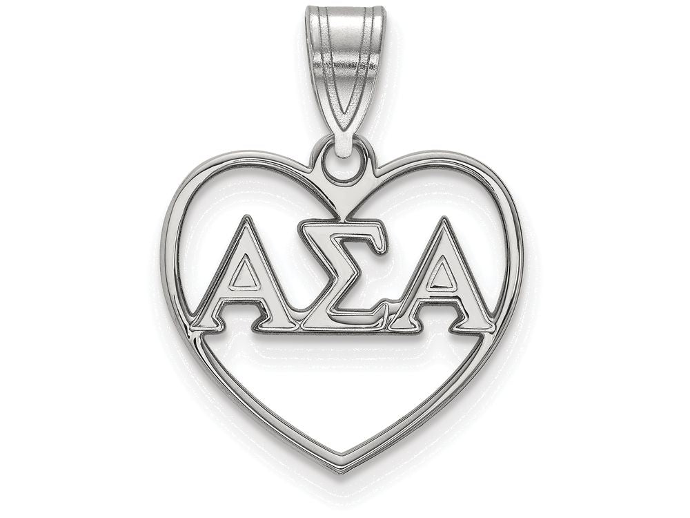 LogoArt Sterling Silver Alpha Sigma Alpha Heart Pendant Necklace