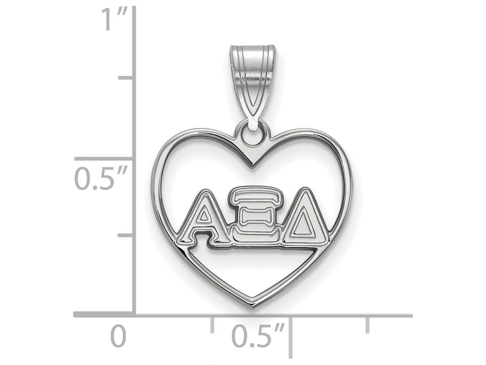LogoArt Sterling Silver Alpha Xi Delta Heart Pendant Necklace