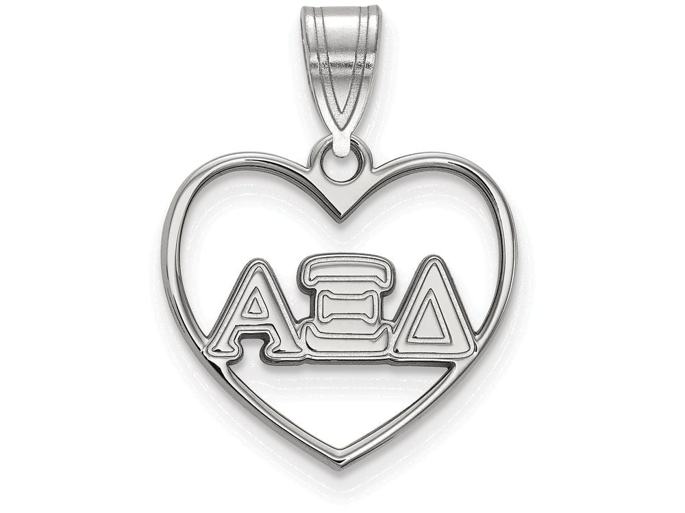 LogoArt Sterling Silver Alpha Xi Delta Heart Pendant Necklace
