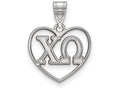 LogoArt Sterling Silver Chi Omega Heart Pendant Necklace
