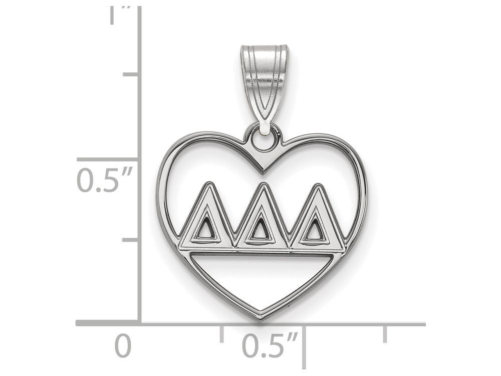 LogoArt Sterling Silver Delta Delta Delta Heart Pendant Necklace