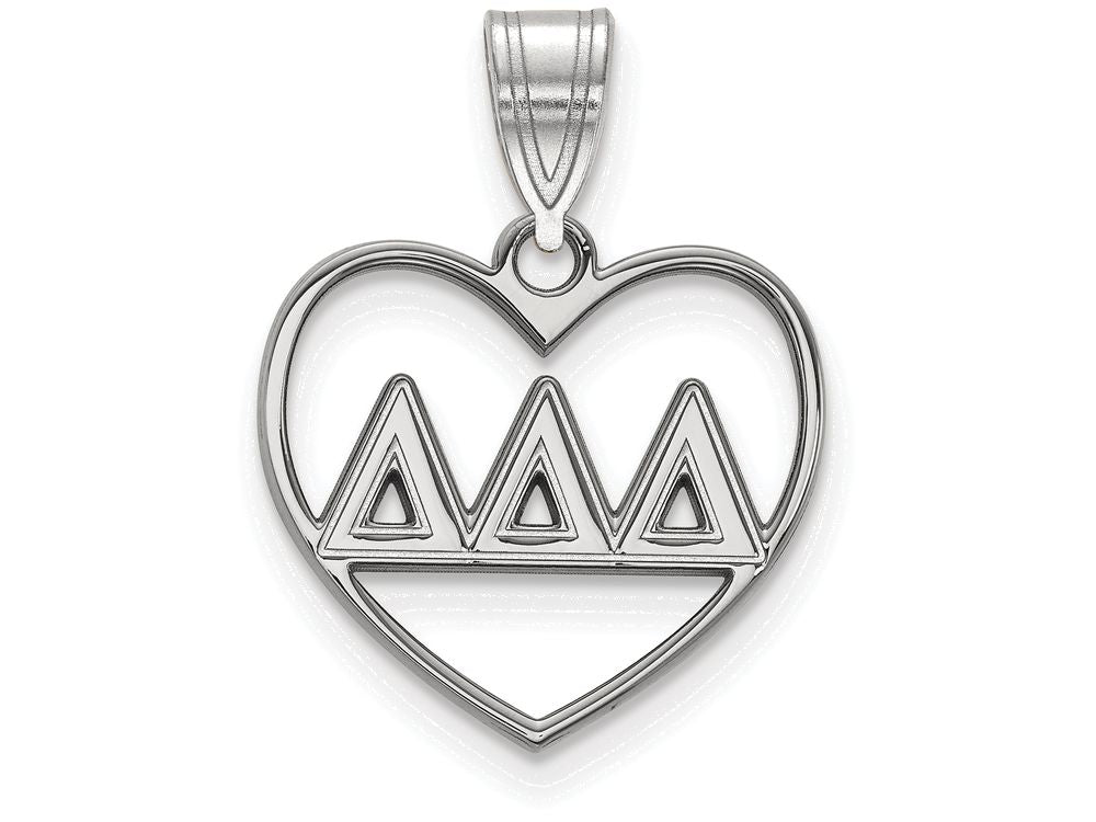 LogoArt Sterling Silver Delta Delta Delta Heart Pendant Necklace